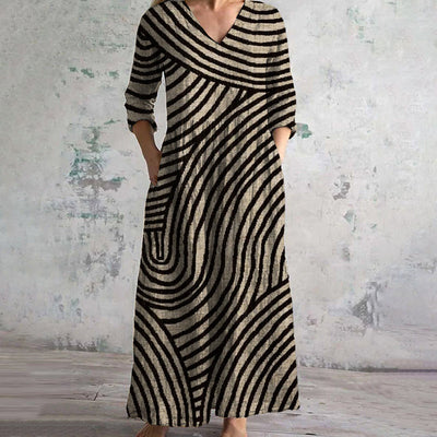 Janssen™ | Vintage gestreepte jurk – Tijdloze elegantie met een moderne twist