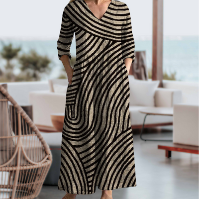 Janssen™ | Vintage gestreepte jurk – Tijdloze elegantie met een moderne twist